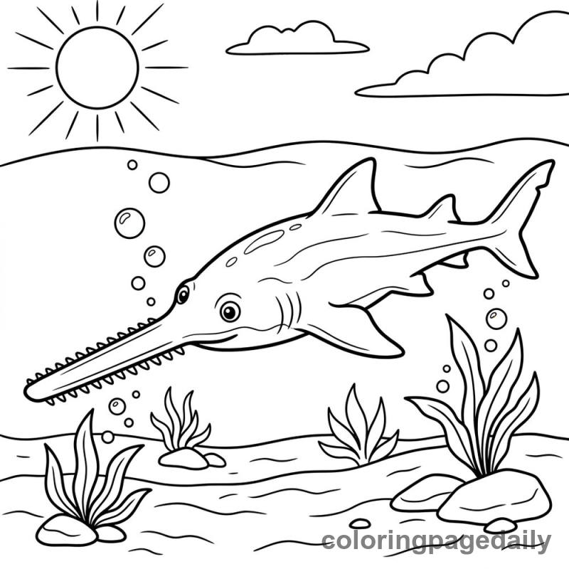 Sawfish Underwater - Colored reference example