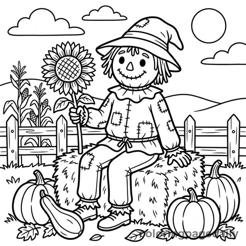 Scarecrow on Hay Bale - Colored reference example
