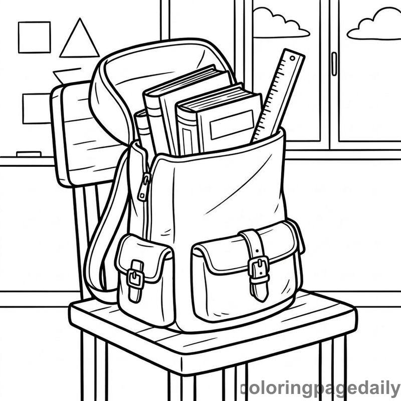 School Backpack And Textbooks - Colored reference example