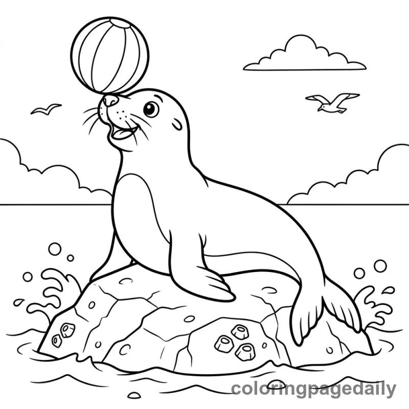Sea Lion Balancing Ball - Colored reference example