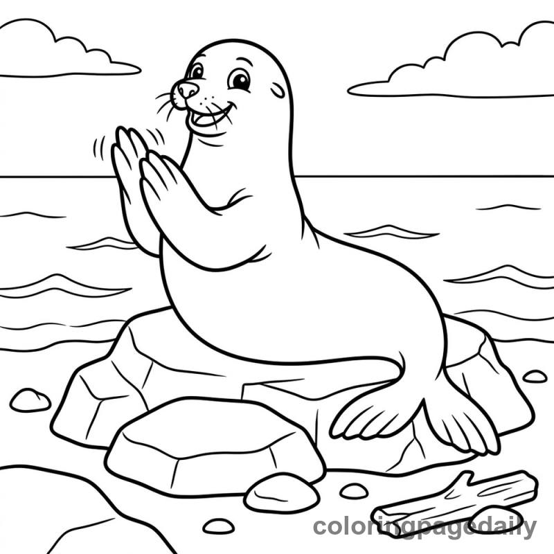 Sea Lion Clapping - Colored reference example