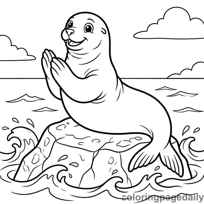 Sea Lion Clapping - Colored reference example