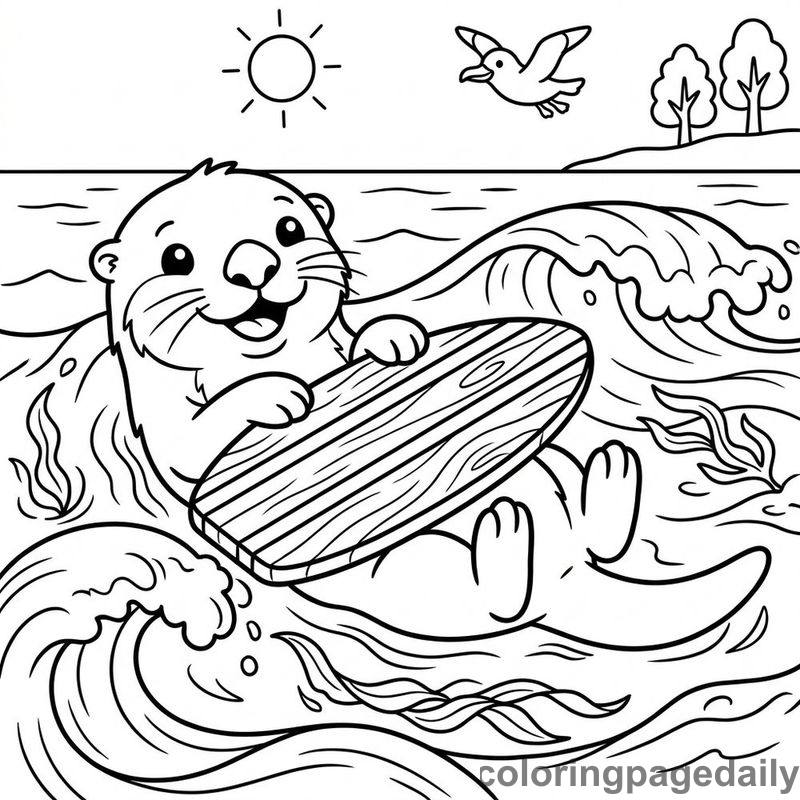 Sea Otter Balancing Boogie Board - Colored reference example