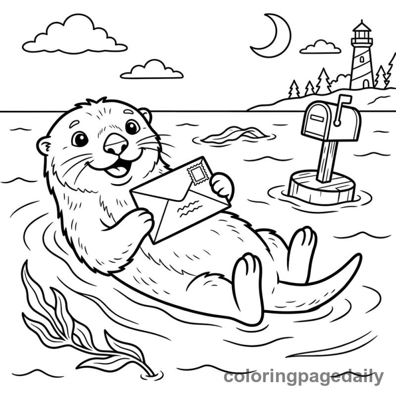 Sea Otter Mailing Letter - Colored reference example