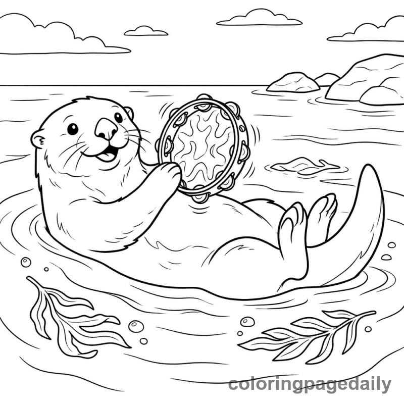Sea Otter Plays Tambourine - Colored reference example