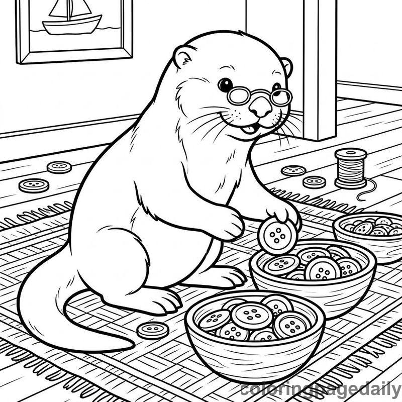 Sea Otter Sorting Buttons - Daily printable coloring page in Animals category