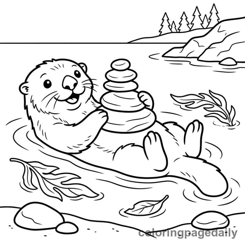 Sea Otter Stacking Stones - Colored reference example