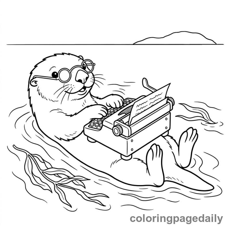 Sea Otter Typing Story - Daily printable coloring page in Animals category