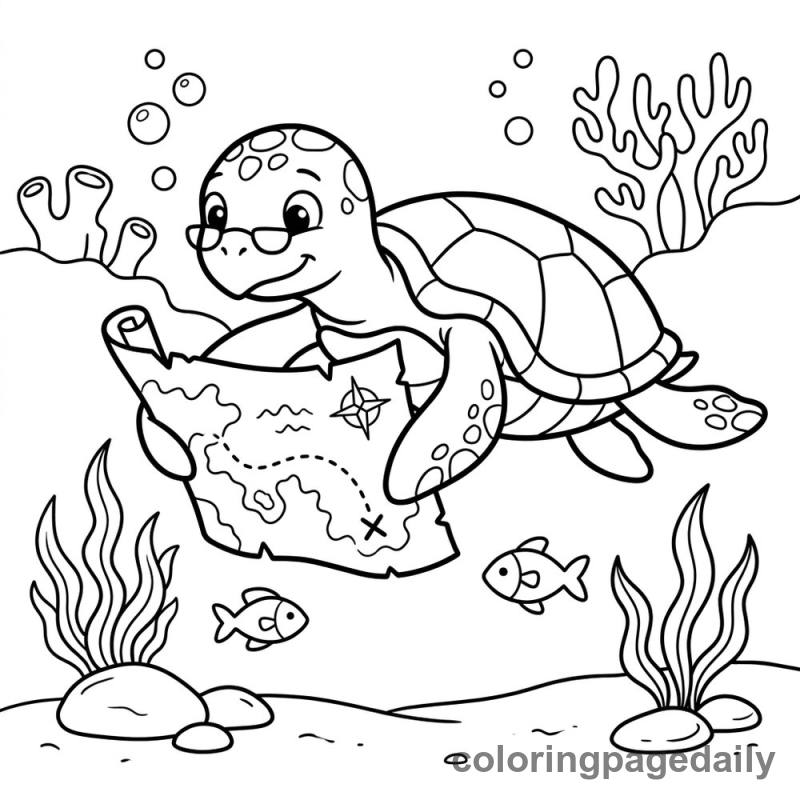 Sea Turtle Reading Map - Colored reference example