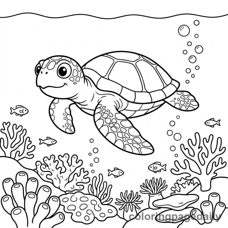 Sea Turtle Swimming - Colored reference example
