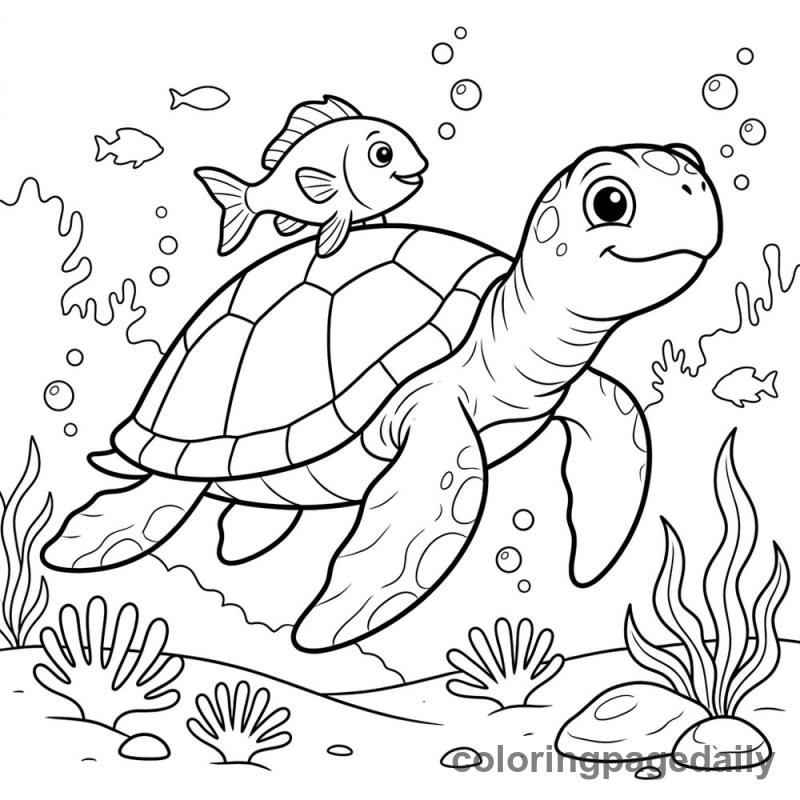 Sea Turtle Taxi - Daily printable coloring page in Ocean and Underwater Life category
