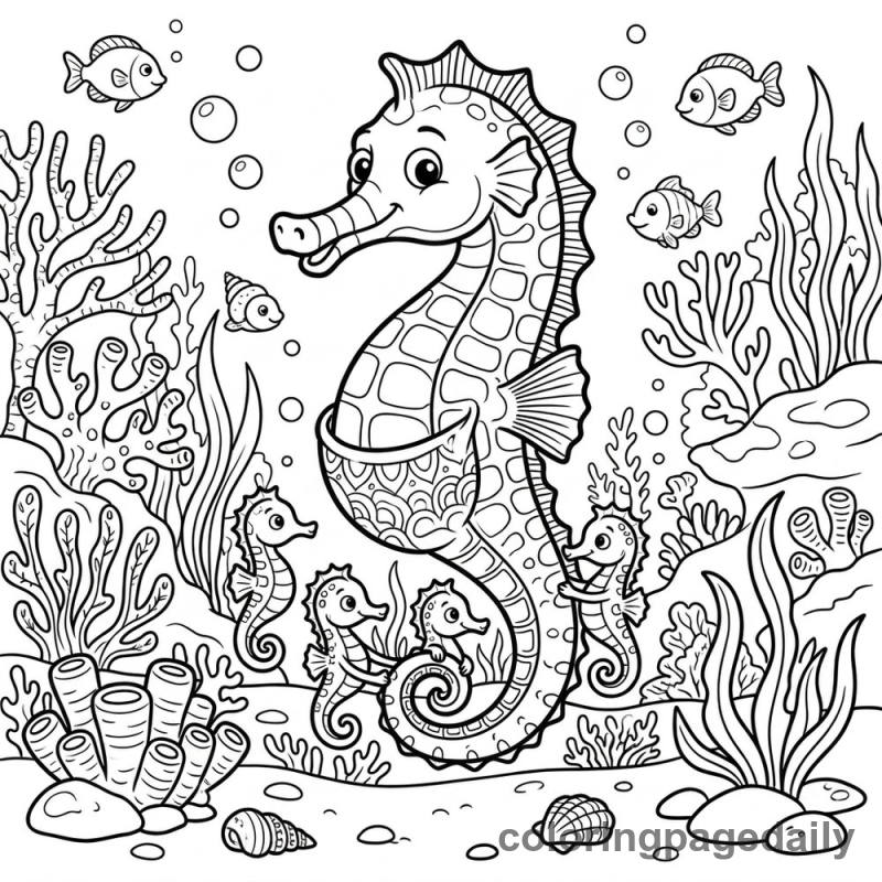 Seahorse Family Swim - Colored reference example