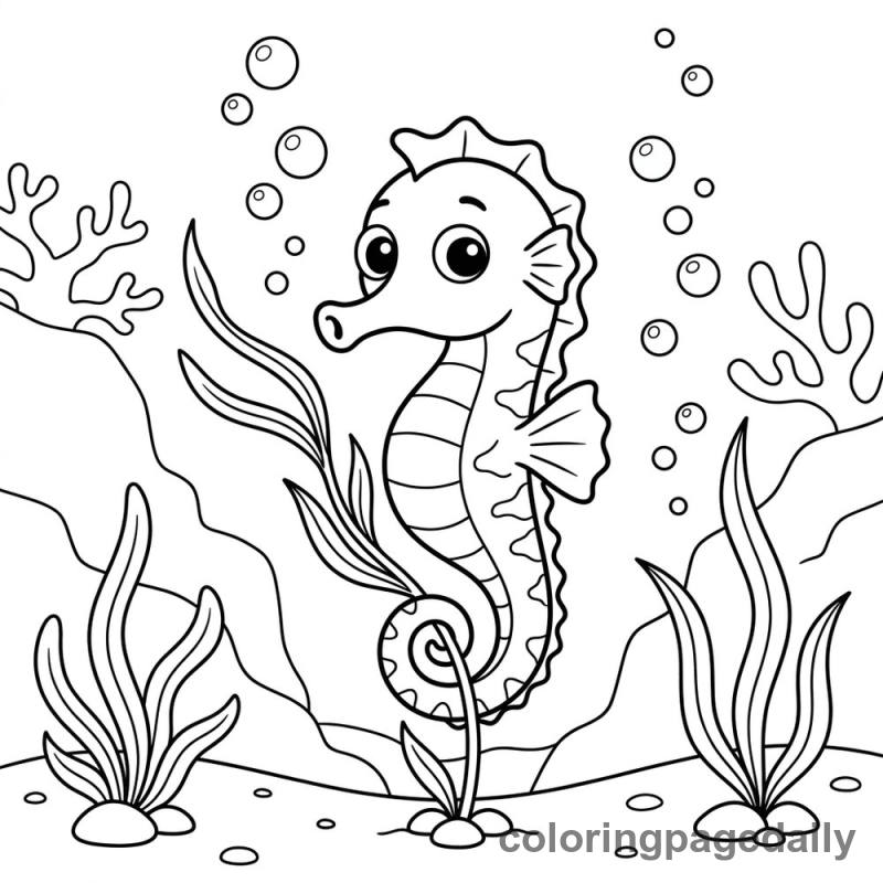 Seahorse on Seagrass - Colored reference example