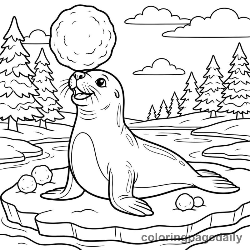 Seal Balancing Snowball - Colored reference example