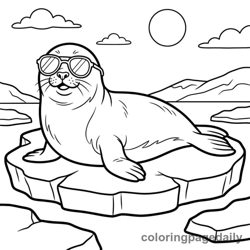 Seal Wearing Sunglasses - Colored reference example