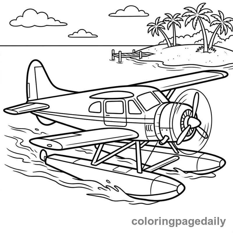 Seaplane Landing Water - Daily printable coloring page in Vehicle category