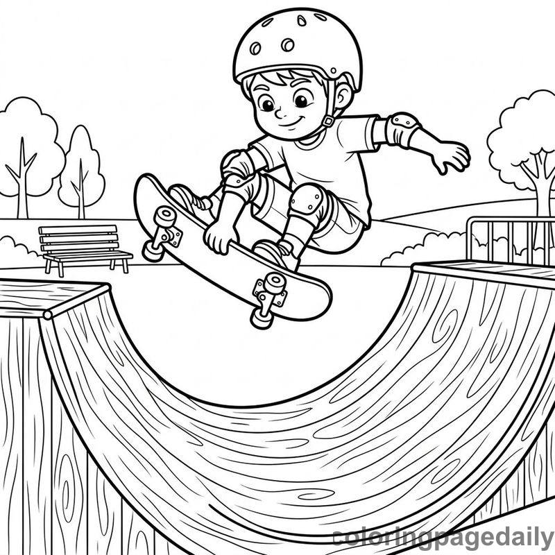 Skateboarder Catching Big Air - Colored reference example