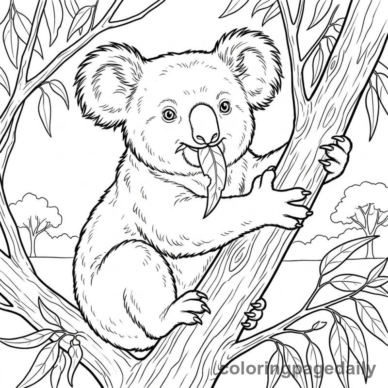Kevin the Koala's Midnight Munch - story illustration coloring page