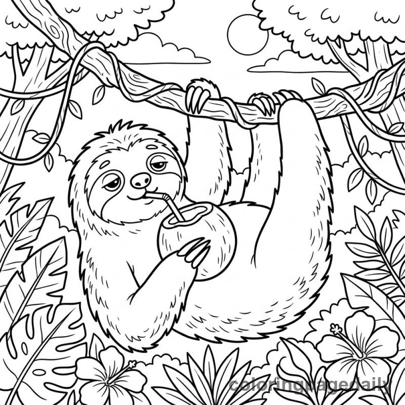 Sleepy Sloth's Coconut Drink - Colored reference example