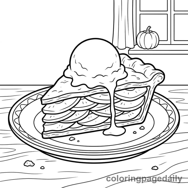 Slice of Apple Pie - Daily printable coloring page in Thanksgiving category