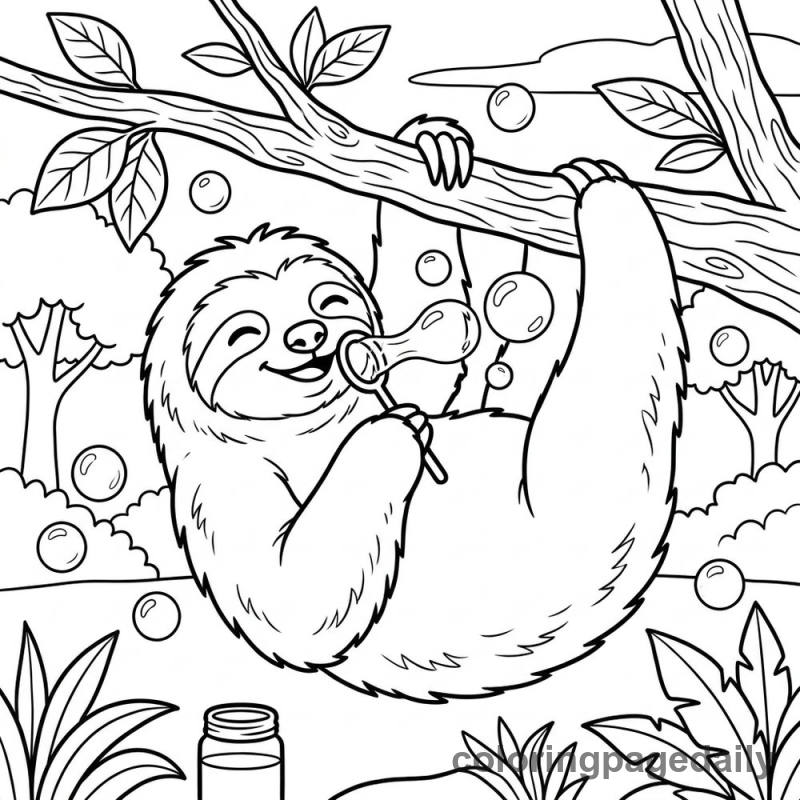 Sloth Blowing Bubbles - Colored reference example