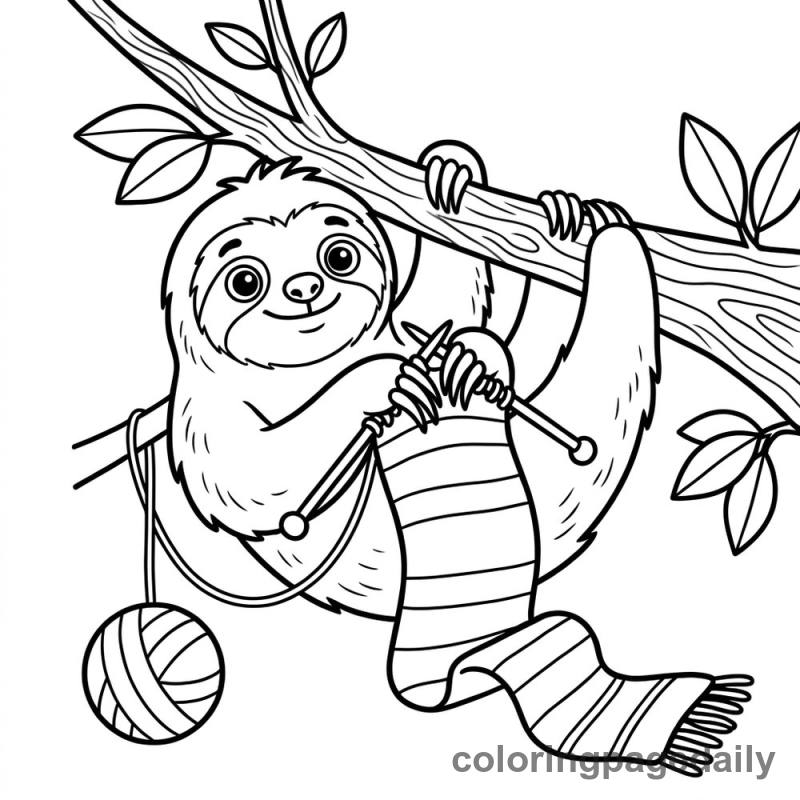 Sloth Knitting Scarf - Colored reference example