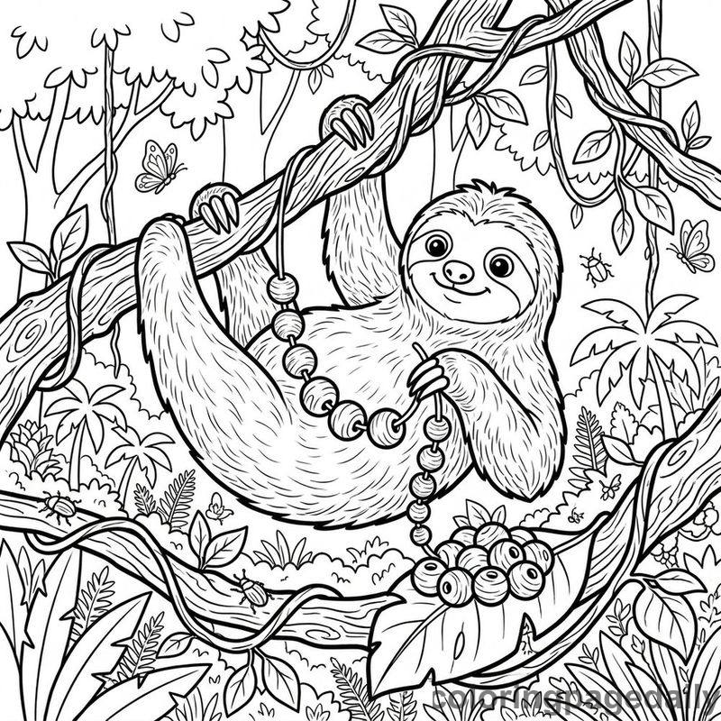 Sloth Stringing Wooden Beads - Colored reference example