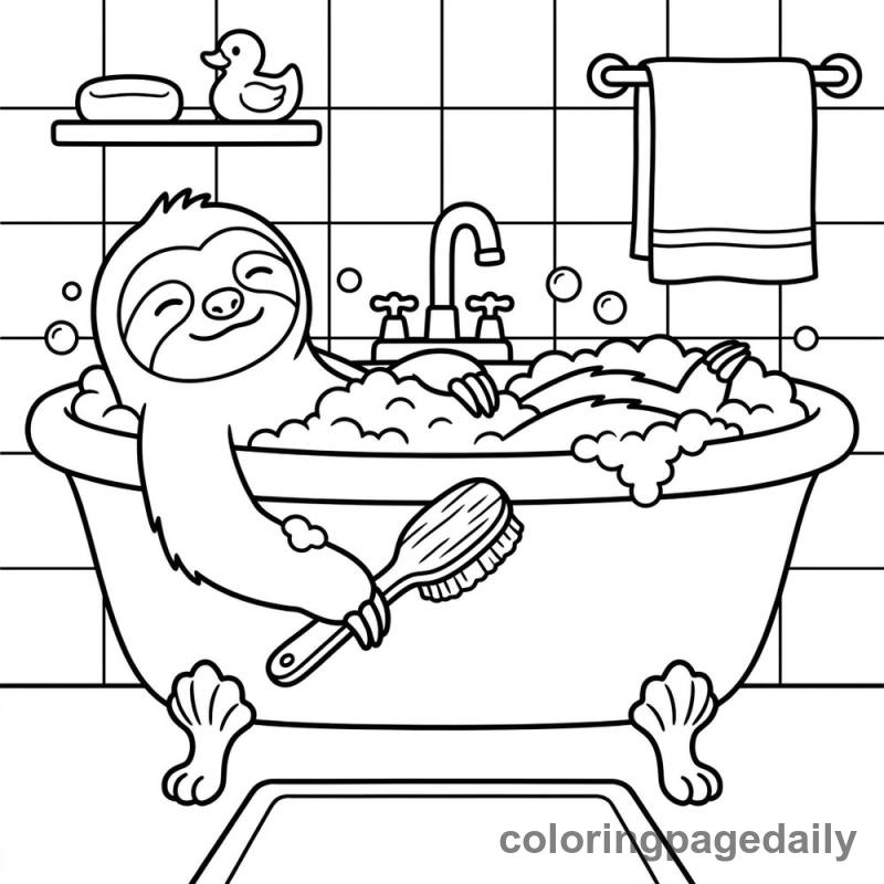 Sloth Taking a Bath - Colored reference example