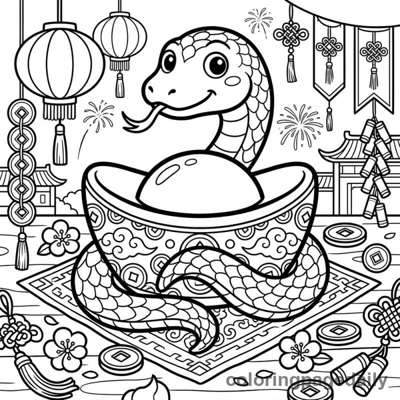 Snake With Gold Ingot - Colored reference example