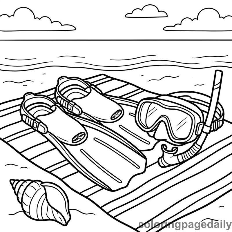 Snorkeling Gear On The Beach - Colored reference example