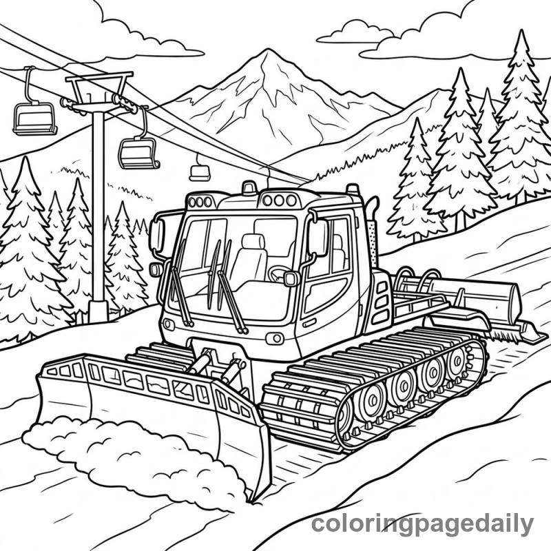 Snow Groomer Working - Colored reference example