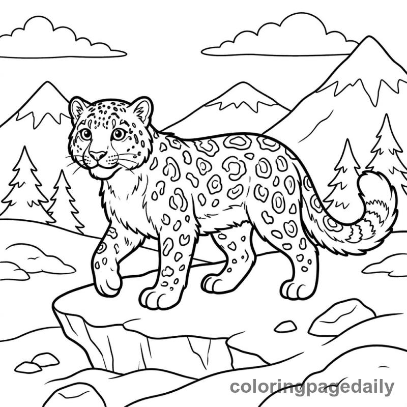 Snow Leopard Walking - Colored reference example