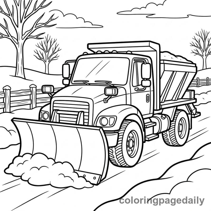 Snow Plow Clearing Road - Colored reference example