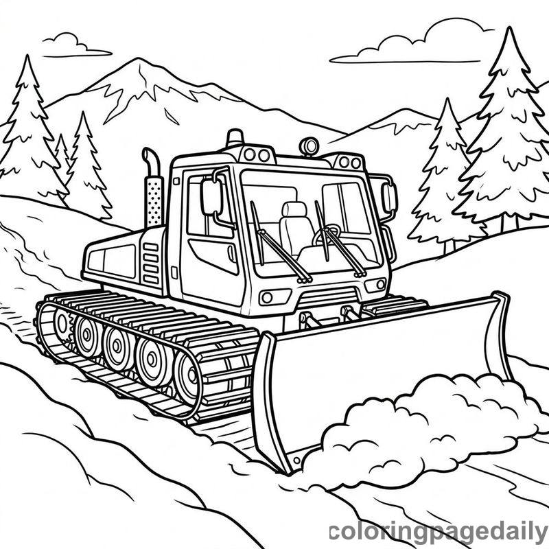 Snowcat Grooming The Mountain - Colored reference example