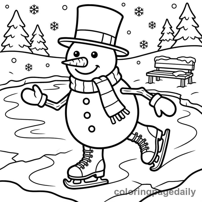 Snowman Ice Skating - Colored reference example