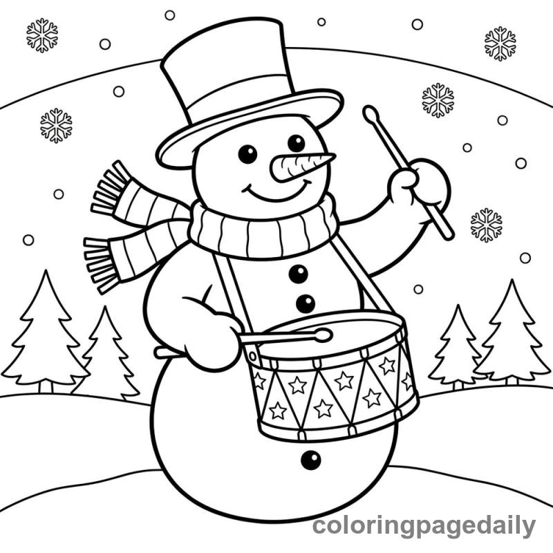 Snowman Playing a Drum - Colored reference example