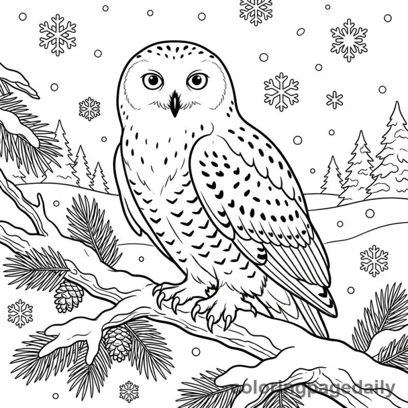 Snowy Owl in Winter - Colored reference example