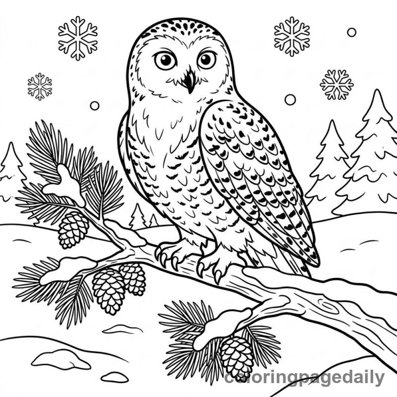 Snowy Owl Perched - Colored reference example