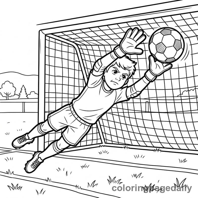 Soccer Goalkeeper Diving Catch - Colored reference example
