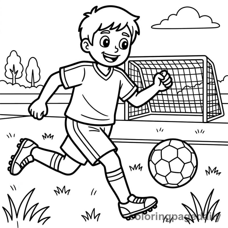 Soccer Player Kicking Ball - Colored reference example