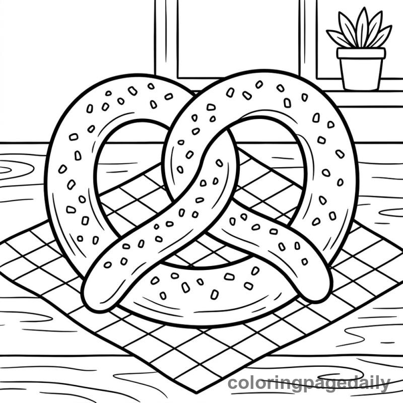 The Perfect Pretzel Twist - Daily printable coloring page in Food category