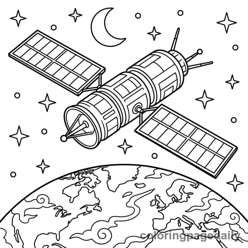 Sammy’s Cosmic Watch: A Helpful Friend in Space - story illustration coloring page