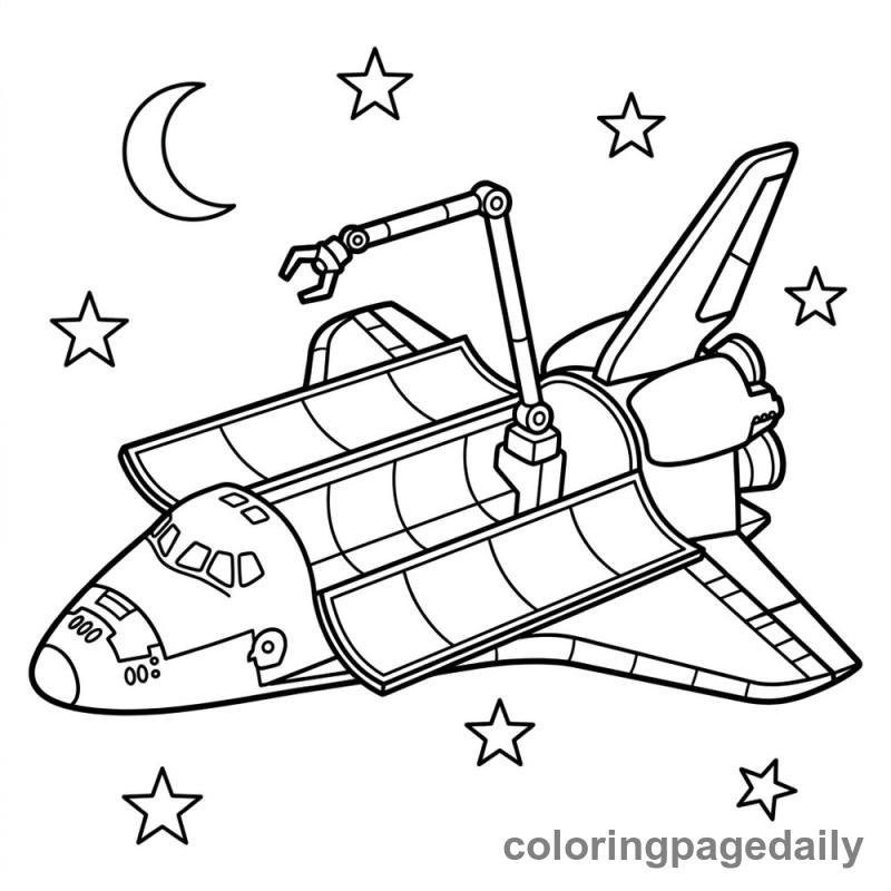 Space Shuttle's Open Cargo Bay - Daily printable coloring page in Space category