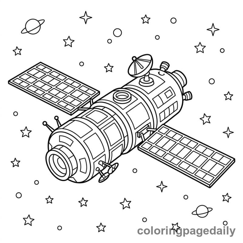 Space Station Module - Daily printable coloring page in Space category