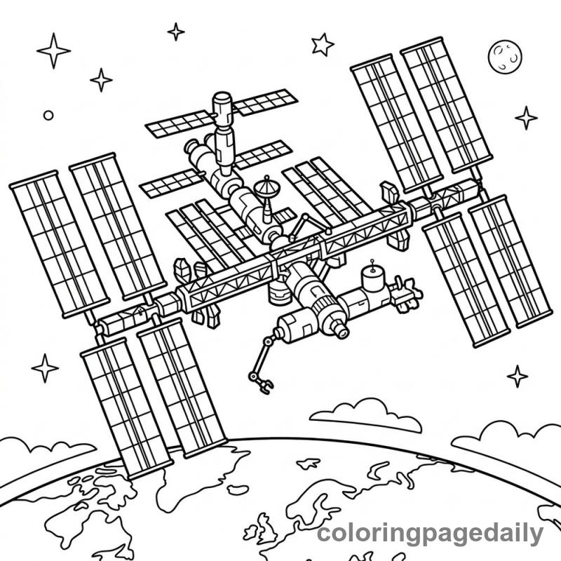Space Station Orbiting - Colored reference example