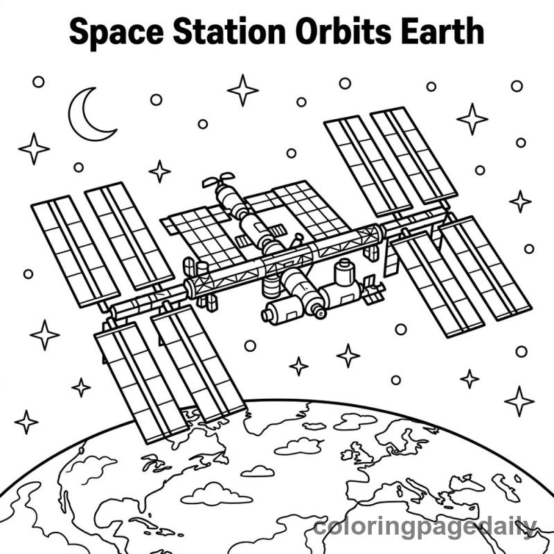Space Station Orbits Earth - Colored reference example