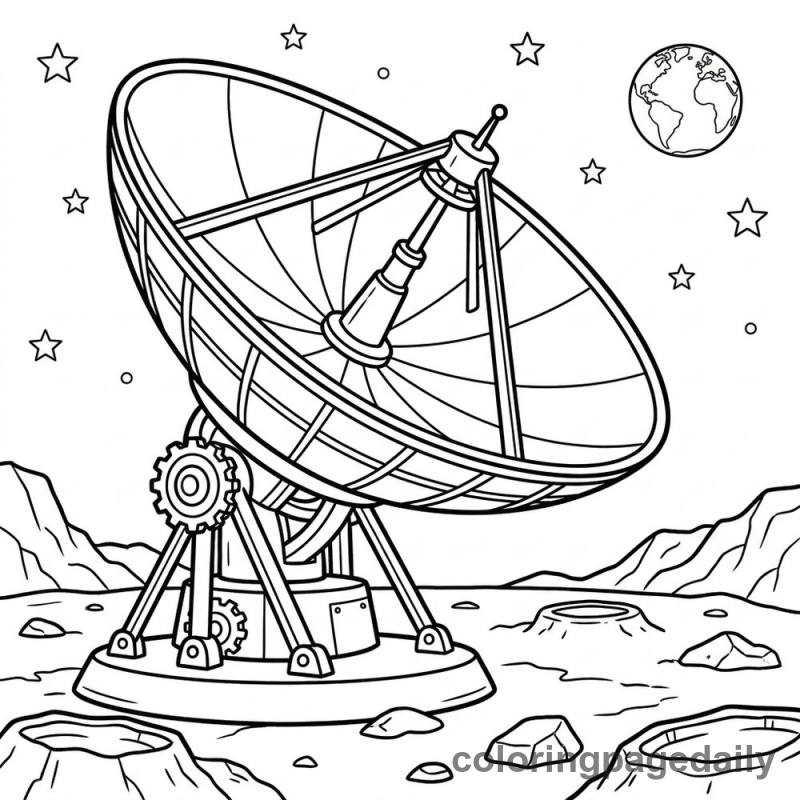 Space Telescope Dish - Daily printable coloring page in Space category
