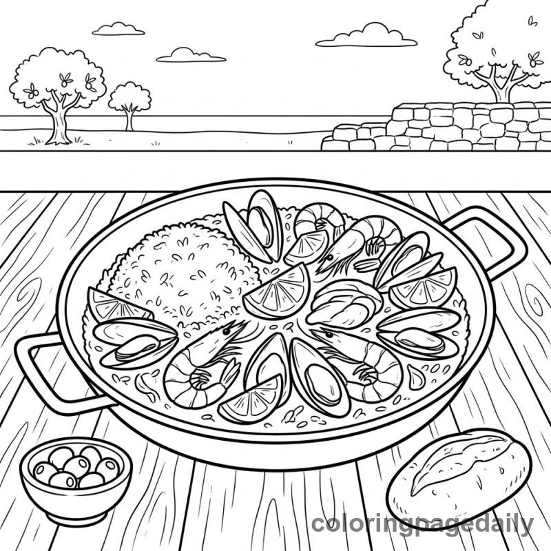 Spanish Paella Feast - Colored reference example