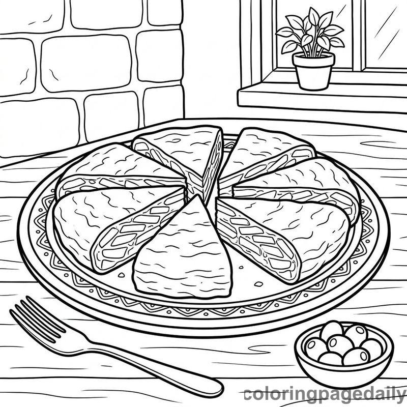Spanish Tortilla Omelette Wedges - Colored reference example