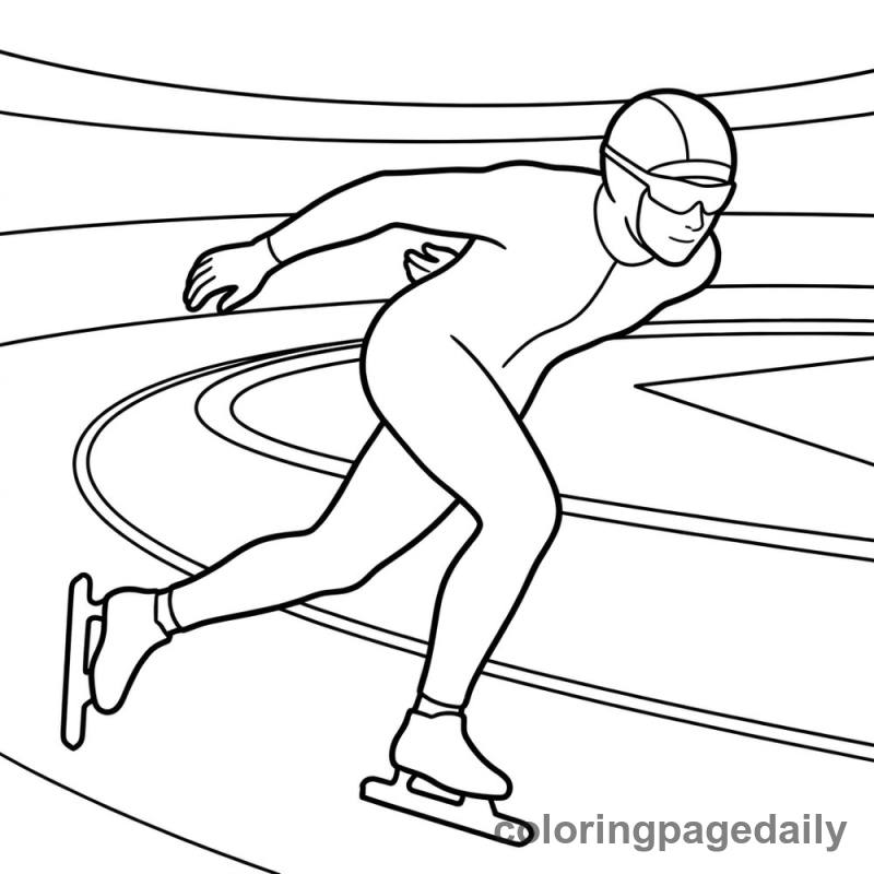 Speed Skater Racing - Daily printable coloring page in Sports category